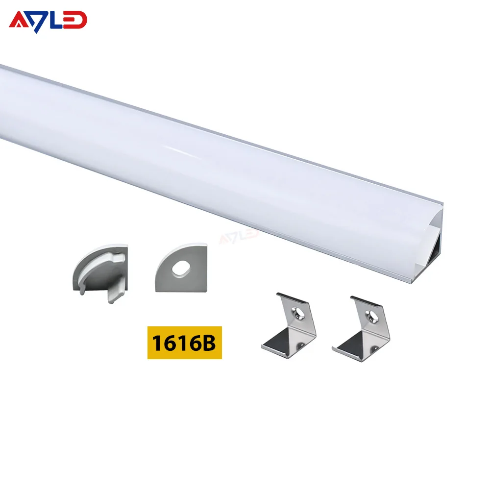 Customizable V-Shape 16*16mm Aluminum LED Strip Profile Corner Mounted 10mm Profile for 5050/3528/2835/5730/3014 LED Strip