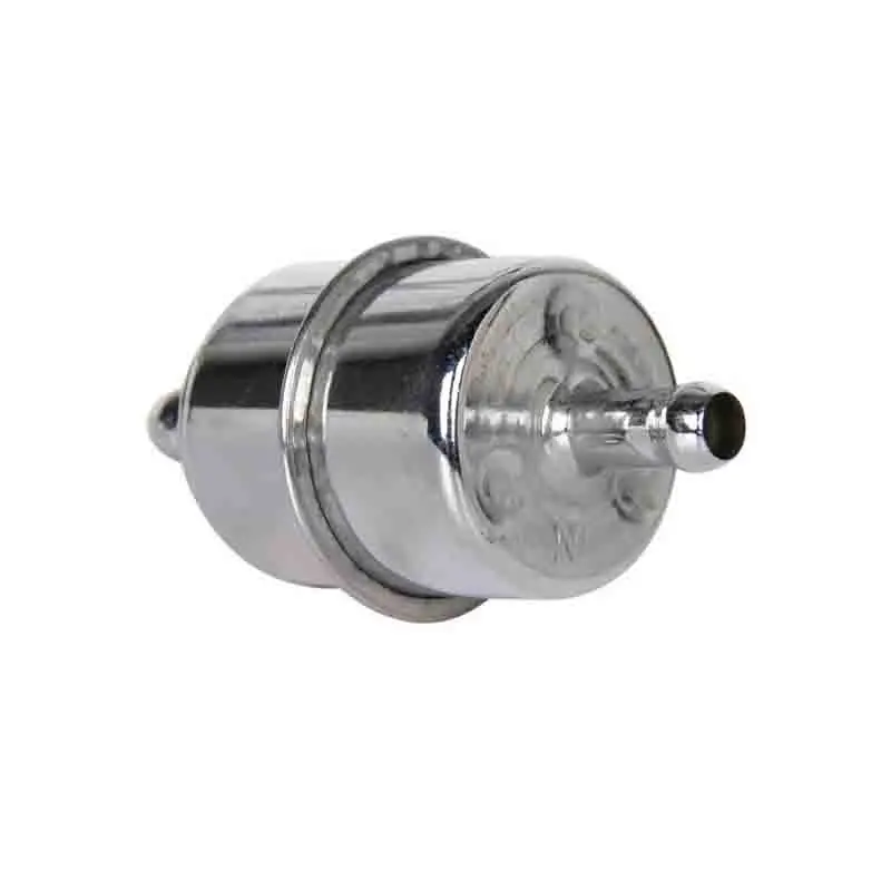 Fuel Filter 3/8" InLine Hose Chrome Canister Carbureted High Flow for Chevy Ford Other Auto Parts
