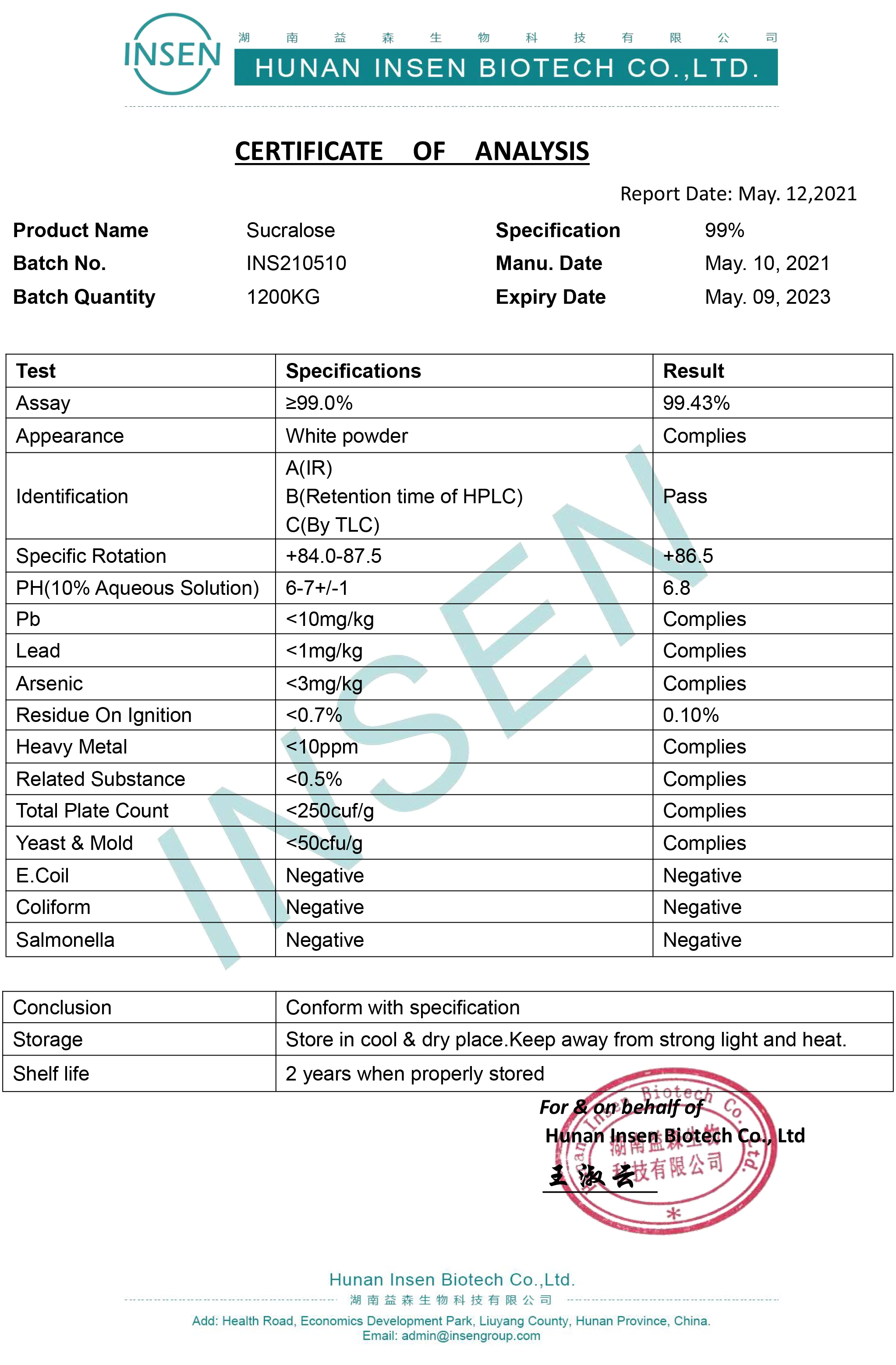 Factory Supply Best Quality Food Additive Sucralose Powder