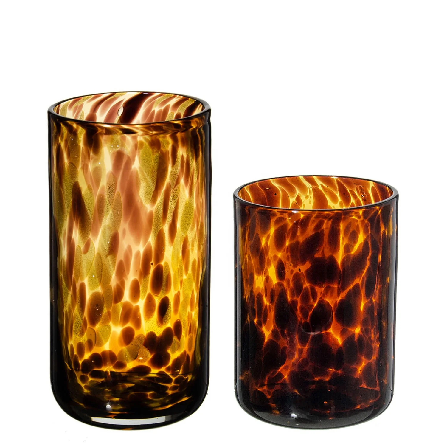 Samyo Hand Blown Modern Leopard Colored Empty Glass Tumbler Candle Holder Jars for Candles