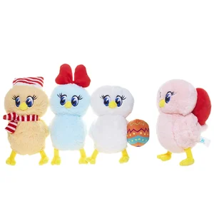 Stuffed Plush Toy Chicken Hugging Heart Chicken Dolls with Heart for Valentines Gift