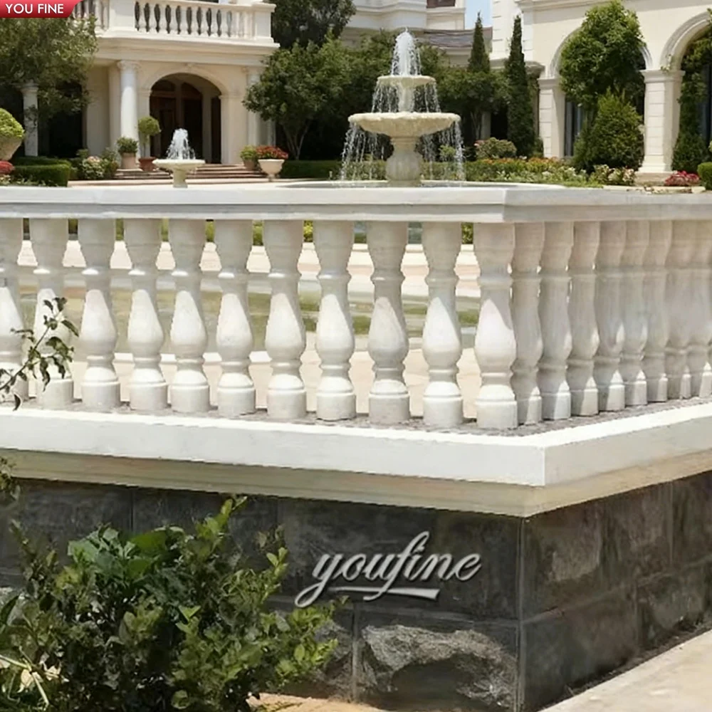 Marble Railing Post YOUFINE White Marble Balustrade Railing for Outdoor Landscape Decor ...
