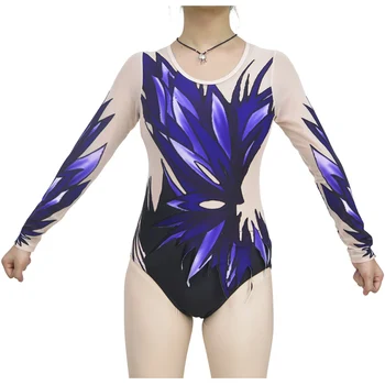 Cheaper Simple Rhythmic Gymnastics Leotards Purple Color Gymnastics Costume