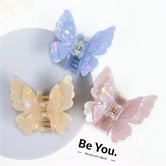 Korean Frosted Double Hollow Out Claw Hair Clip Accessories Women Large Plastic Butterfly Shape