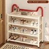 Zapatero plegable de 4 niveles, 50 cm, color crema y rojo, con doble soporte