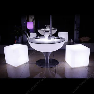 Commercial High Bar Table LED Lighted Colors Changing Plastic Furniture for Home Party Cafe Club Restaurant Event Garden Wedding