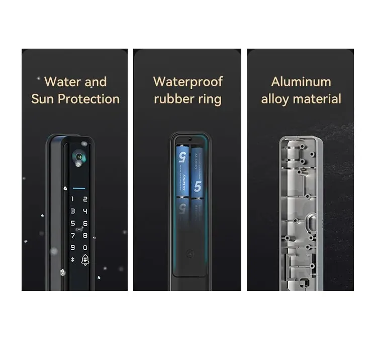 TYSH Tuya Aluminium Door Fingerprint Smart Door Lock With Camera View Outdoor Ip66 Waterproof Wifi Smart Lock