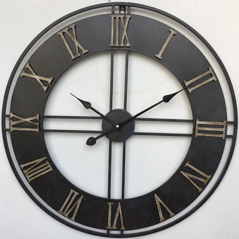 X-большие металлические декоративные ржавые настенные часы с римскими