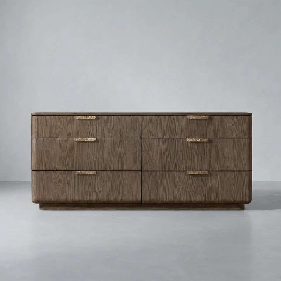 Modern High Quality Wooden Best Wood Dresser Antique Vanity 6-Drawer Dresser Solid Oak Wood Bedroom Furniture