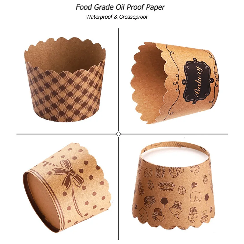 Manufacturer Low MOQ Kraft Paper Cupcake Mould Nonstick PET Coating Muffin Cake Paper Baking Cups Liners Muffin Cupcake Liners