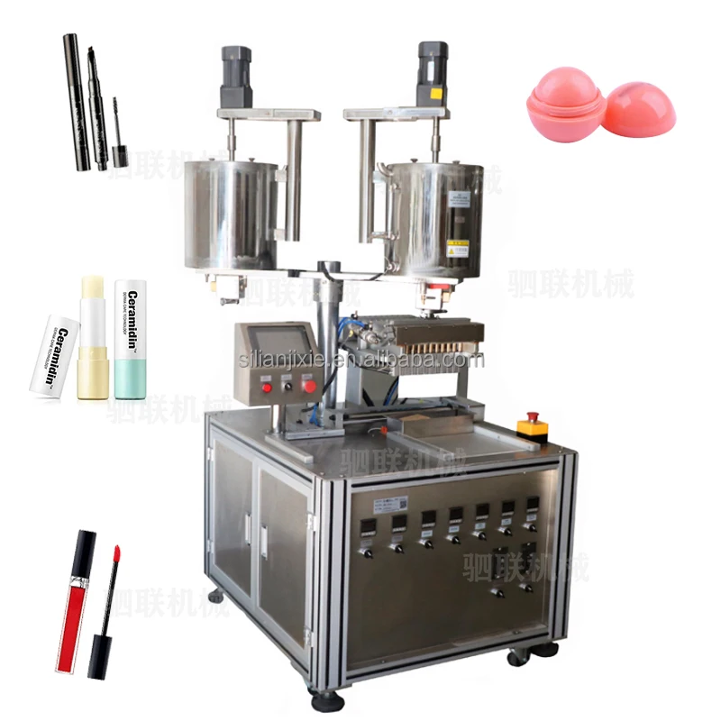 SiLian Automatic 12 Holes Double Layer Heating and Mixing Wax Lip Balm Filler Liquid Lipstick Filling Machine