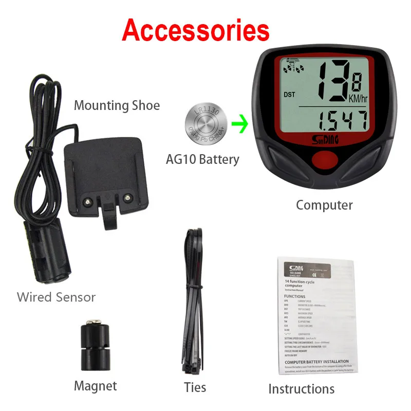 Light Weight Device Waterproof Bike Computer Wired Waterproof Cycling Odometer Cycle Meter Speed Sensor with Low Cost