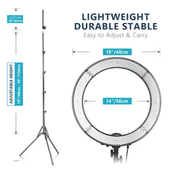 Neewer-LED Ring Light Kit 18 Inch Ring Lamp Photo Light Ring for YouTube Makeup Studio Photography Ringlight with Light Stand detail image