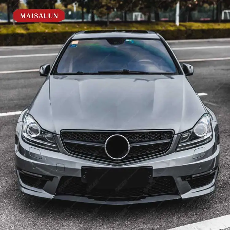 High Quality Car Body Kit for Benz C Class W204 Upgrade to C63 Style Bodykit Front Bumper with DRL Rear Bumper and Side Skirts