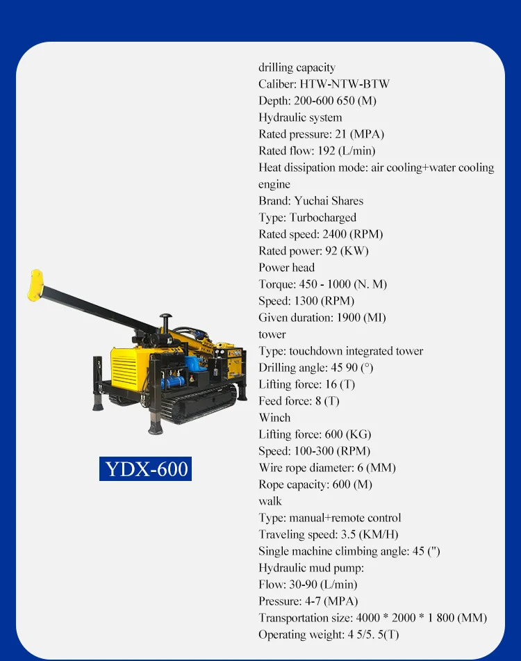 Portable Deep Hole Hydraulic Rock Buster 100 Portable Water Well Drilling Rig Coal Mine Manufacturer