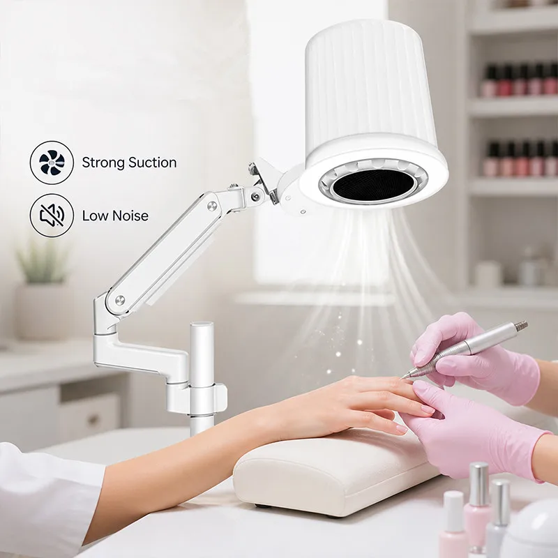 110W Overhead Professional Manicure 2 in 1 Nail Lamp and Dust Collector Vacuum Cleaner with Table Mount for Nail Salon