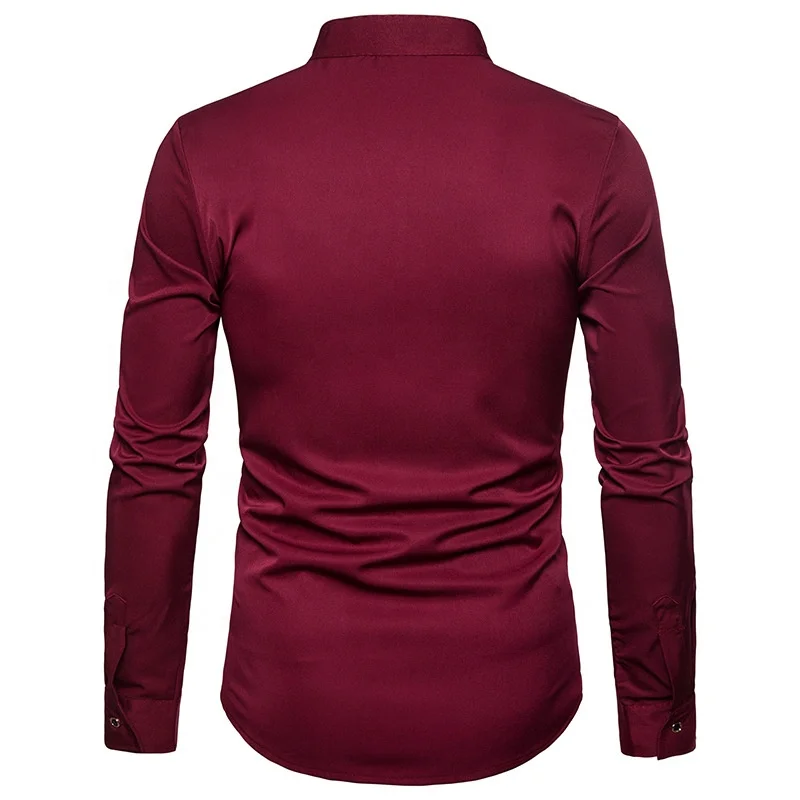 Mens Mexican Embroidered Dress Shirts Western Embroidery Blouse Slim Fit  Stand Collar Tops Formal Male Clothing African Shirt