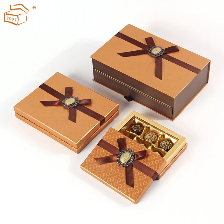 Luxury Empty  Coated  Paper Grids Packaging Food Grade Chocolate Packaging Box