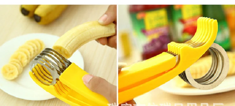 Popular Kitchen Accessories Cooking Tool Stainless Steel Fruit Salad Peeler Cutter Banana Slicer For Home