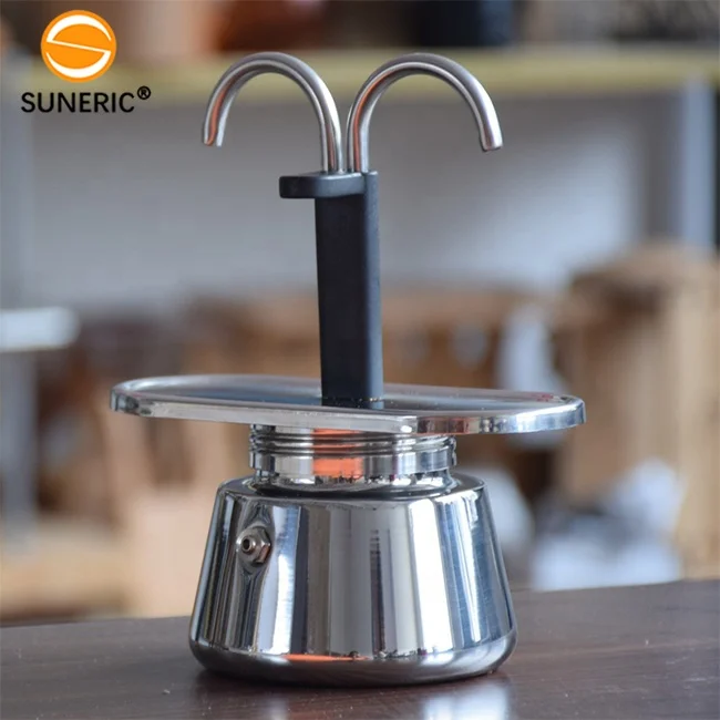 Stainless Steel Coffee Press Dispenser Brewer 2 Cups Stove Top Espresso  Maker Coffee Percolator Moka Pot
