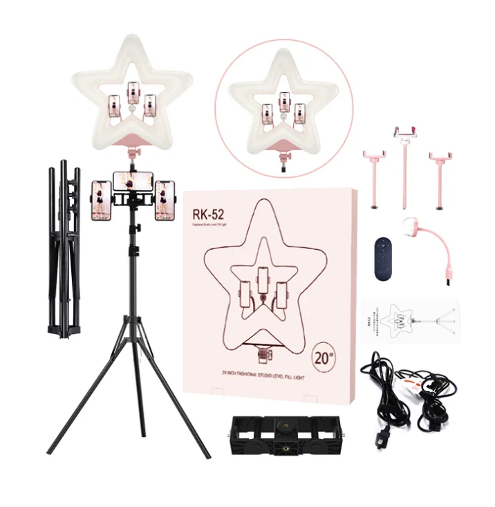 RK52 星型RGBリングライト LED撮影照明 TikTokスマホスタンド 自撮り