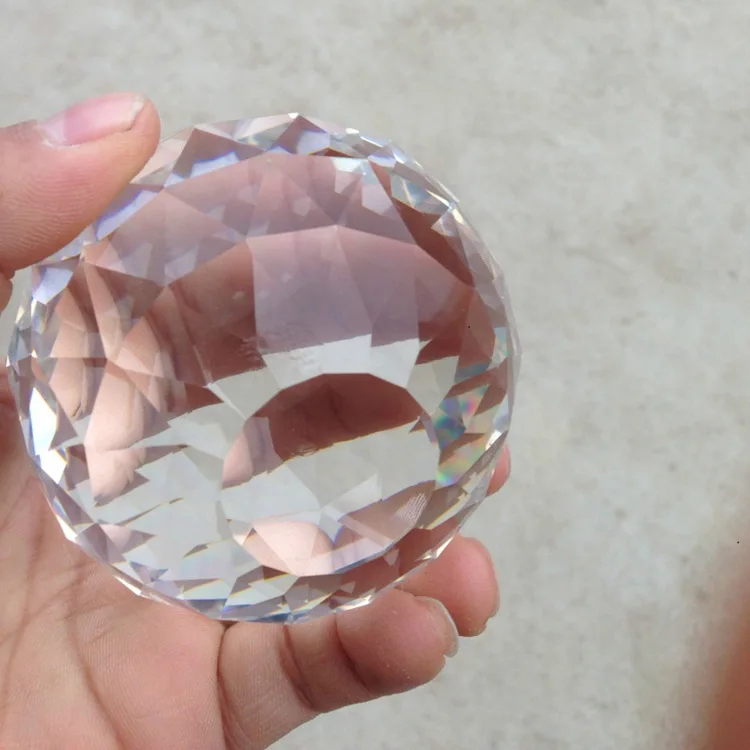 Diamond Cut Crystal Glass Ball with Flat Bottom MH-12889