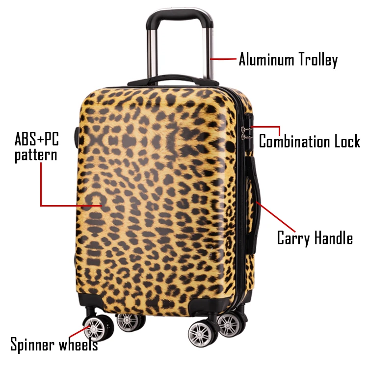 Leopard Print Luggage Suitcase Trolley 
