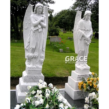 Outdoor Cemetery Garden Life Size Hand Carved Natural Stone Marble ...