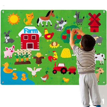 Farm Animals Felt Story Board Set Preschool Farmhouse Themed Storytelling Early Learning Interactive Play Kit Wall Hanging Gift