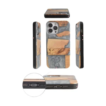 Resin Wooden Phone Case Custom Design Handmade Wood Phone Case For Iphone X 13 14 15