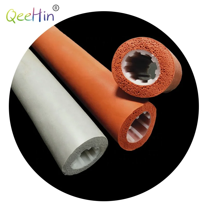 High Resilience Low Density Anti-aging Hose Pipe Insulation Foam Tube Composited Silicone Rubber Foam Pipe