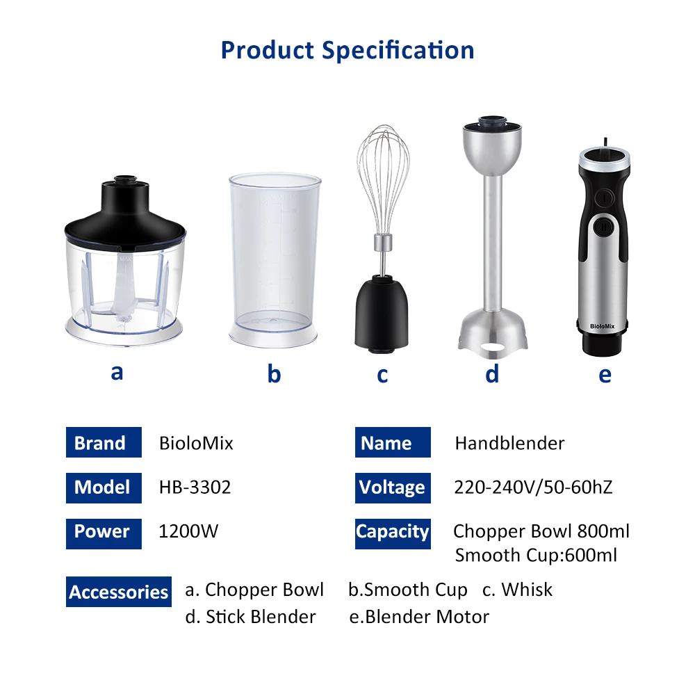 Stainless Steel Hand Blenders, Biolomix 1 High Power Immersion