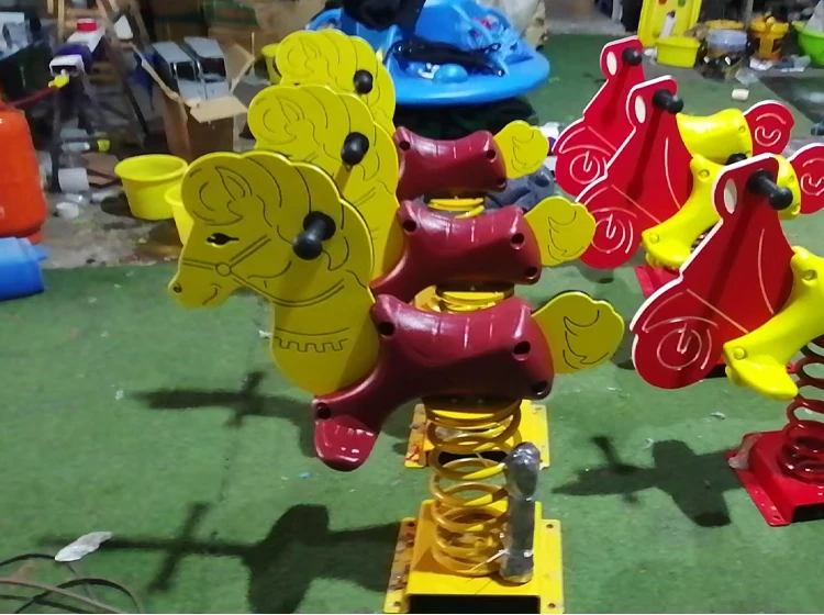 Outdoor Children's Playground Spring Rider PE Board Animal Shape Children's Spring Wooden Horse
