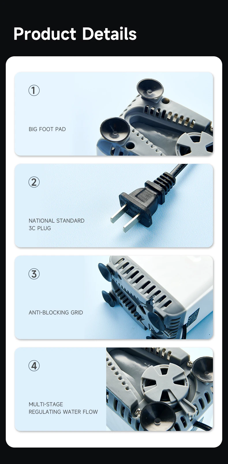 YEE Factory Wholesale Submersible Aquarium Water Pump Fish tank High Pressure Silent Water Pump for Aquarium Fish Farming product detail 9
