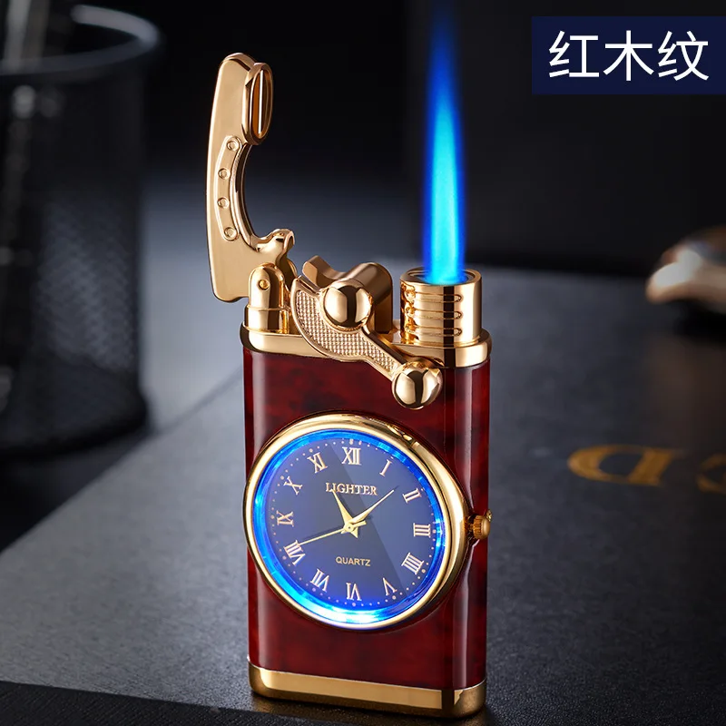 Refillable Butane Gas Cigarette Cigar Herb Torch Jet Watch Lighter Metal  Adjustable Flame Wedding Candle Gun Lighter