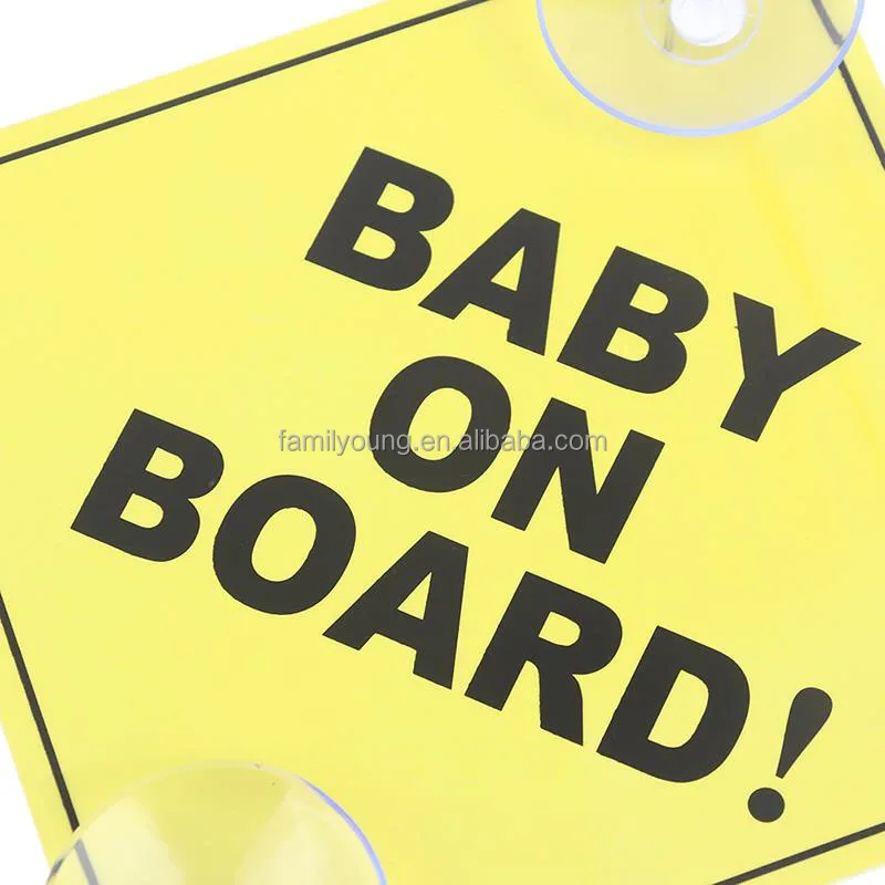Lot De 4 Panneaux "Bébé à Bord" Avec Ventouses - PVC, 12x12cm - Pour Voiture, Sécurité - 4