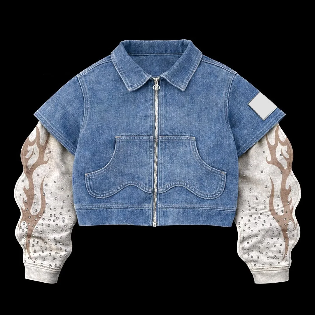 OEM: męska bluza typu blouson w stylu vintage z materiału denim, odwracalna, przyjazna środowisku, przeciw UV, odporna na wiatr, gruba, do sprzedaży hurtowej