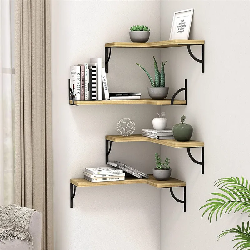 Corner Floating Shelves Wall Mounted Set Of 4 - Buy Metal And Wood ...