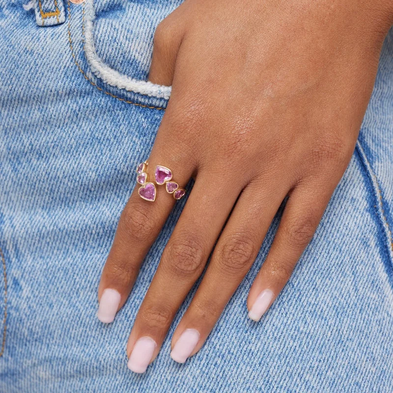 Milskye Statement Sapphire Pink Stone Silver 14k Gold Plating