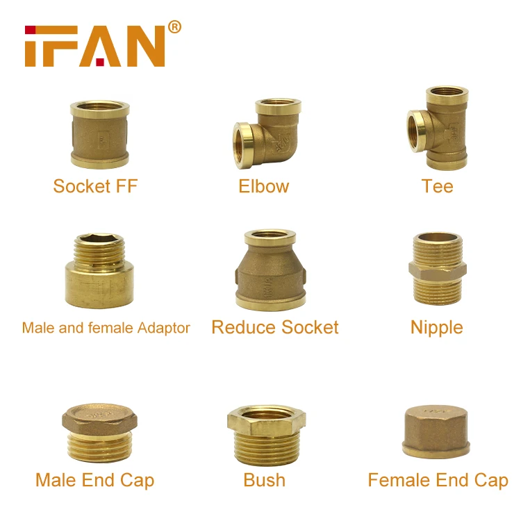 Ifan 1/2" Bsp Female Connector Joint Brass Coupler Adapter Brass Pipe