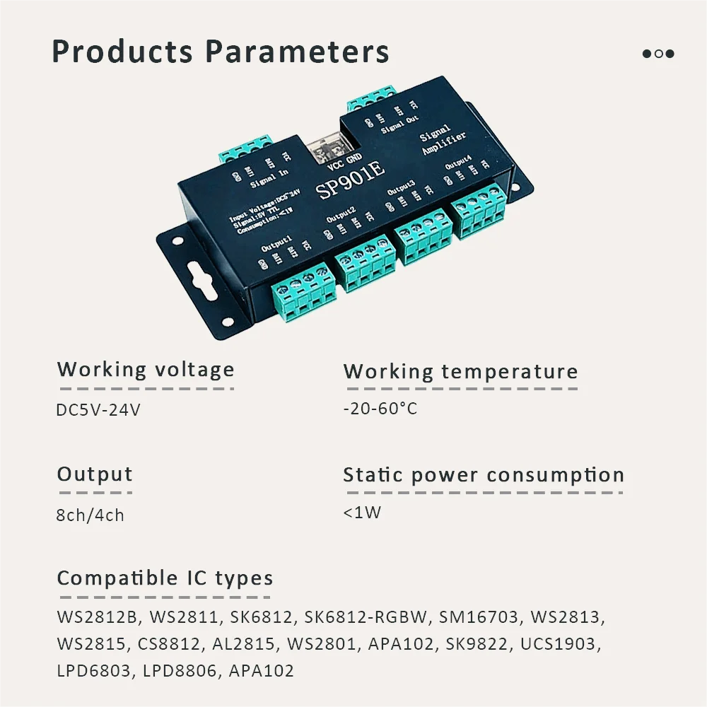 Sp901e Led Pixel Spi Signal Amplifier Repeater Ws2812b Ws2811 Ws2813 ...