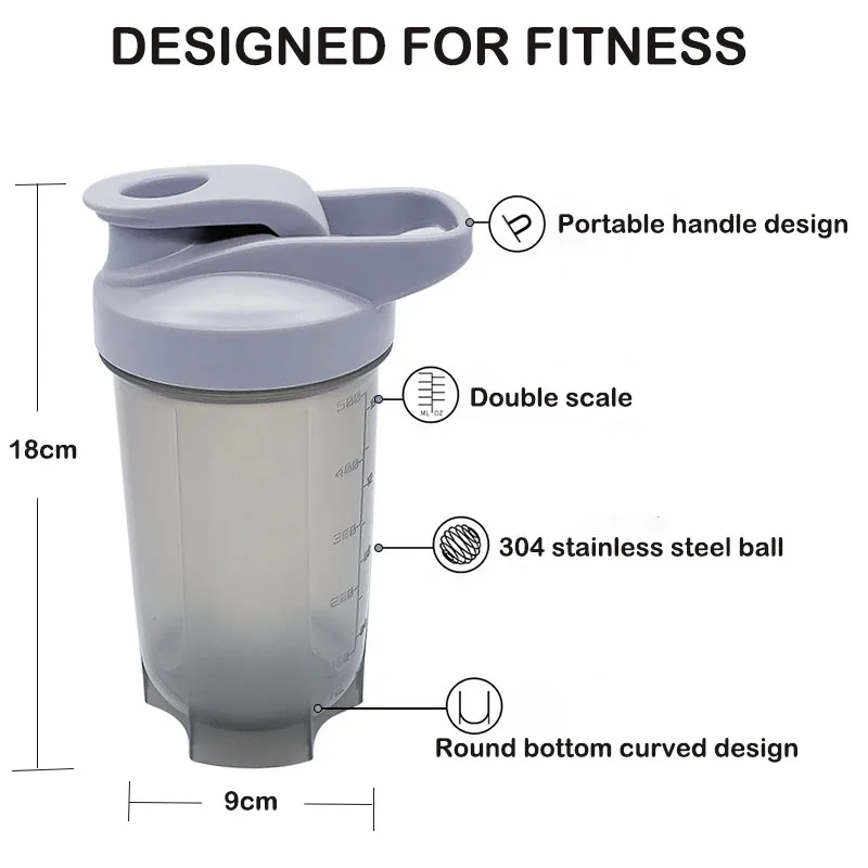 Custom Logo Bpa Free 500ml Plastic Gym Fitness Protein Shaker Bottle ...