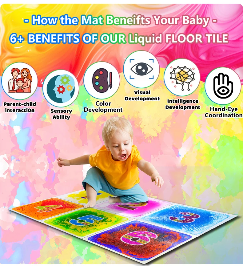 Educational Liquid Sensory Tiles Children Decompression Toys Liquid Sensory Tiles fidget toys for autism Liquid Sensory Tiles factory