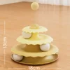 Upgraded Three-Layer Three-Ball Cat Turntable - Yellow