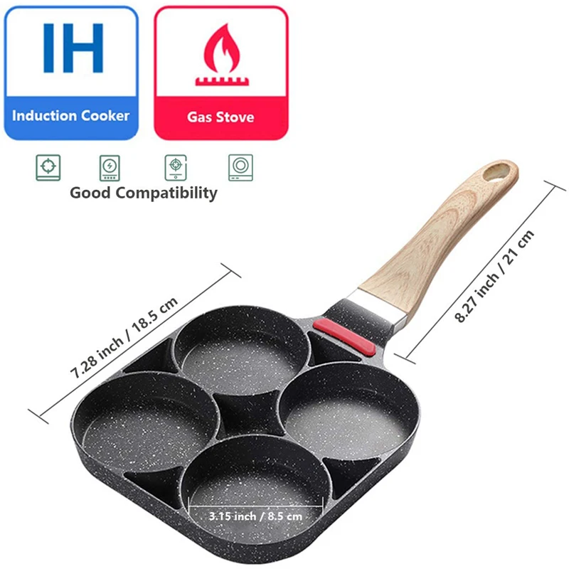 2/4-Hole Frying Pot Pan Thickened Omelet Pan Non-stick Egg Pancake Steak  Pan Cooking Egg Ham Pans Dual Purpose Cookware Pan