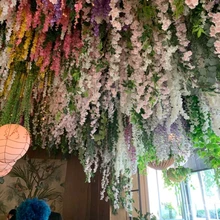 Wedding Decor Design Wisteria Vine Garland Artificial Cherry Blossom Flower Wall Panel Ceiling Hanging Flowers for Ceiling