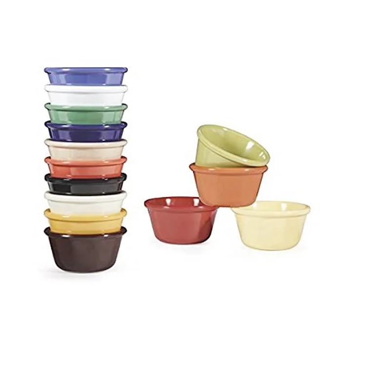 Solid Color Assorted Melamine Bakeware Souffle Dishes Creme Brulee Dish Baking Cup 8oz Melamine Ramekin