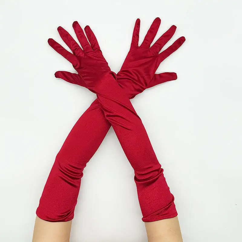 chinese dress ladies Women's Long Opera Satin Gloves, White / One main image 0