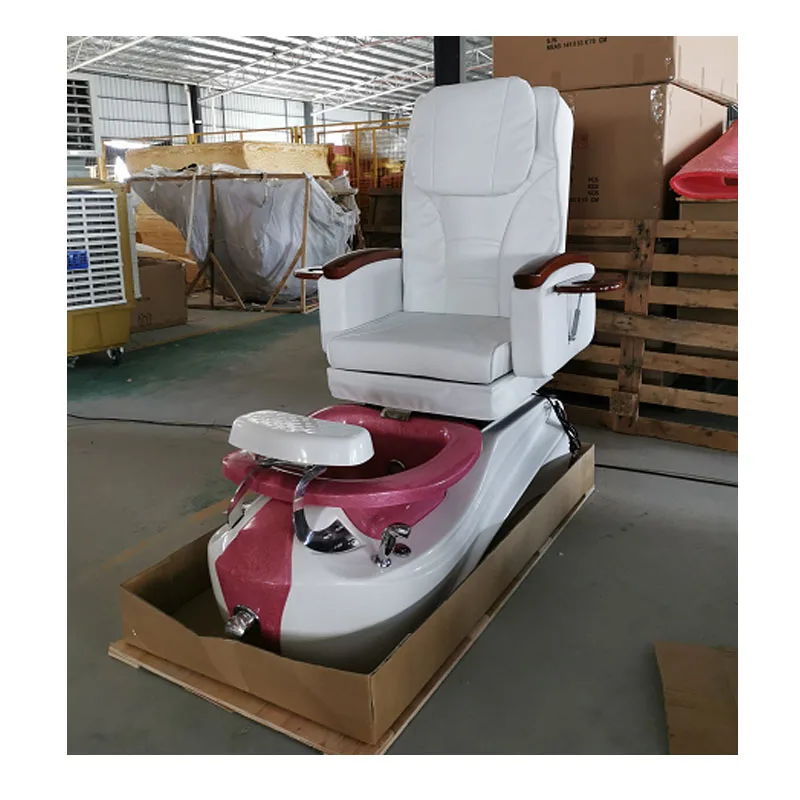No Plumbing Luxurious Pink Princess Throne Spa King Pedicure Chair Automatic Drainage Hot/Cold Water Multi-Angle Backrest for