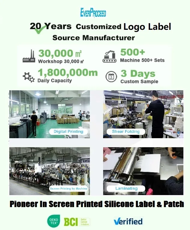 Customized Silicone Heat Transfer Labels 0.3-1mm Thickness Plate 2D Garment Main Labels Used for Clothing Bags and Head Ware